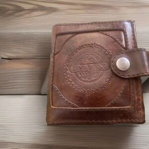 Vintage Handcraft 100% Leather Snap Closure Wallet Tartan Plaid Lined Western